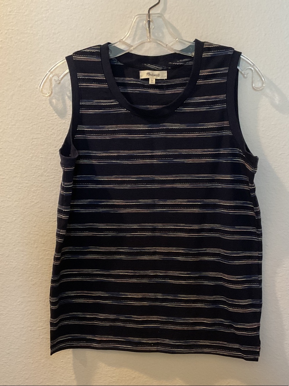 Madewell Navy and Cream Striped Sleeveless Tank